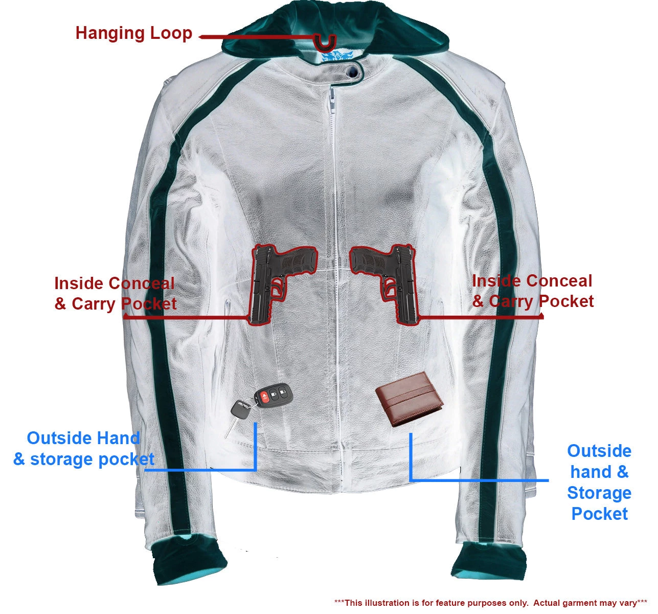 Leather Motorcycle Jackets Milwaukee Leather SH1951 Ladies Striped Black And Purple Leather Jacket With Zip-Out Hoodie