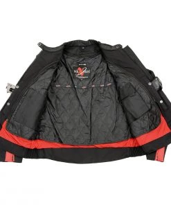 Milwaukee Leather SH1954 Women's Black And Red Textile Jacket With Stud And Wings Detailing