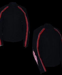 Milwaukee Leather SH1954 Women's Black And Red Textile Jacket With Stud And Wings Detailing