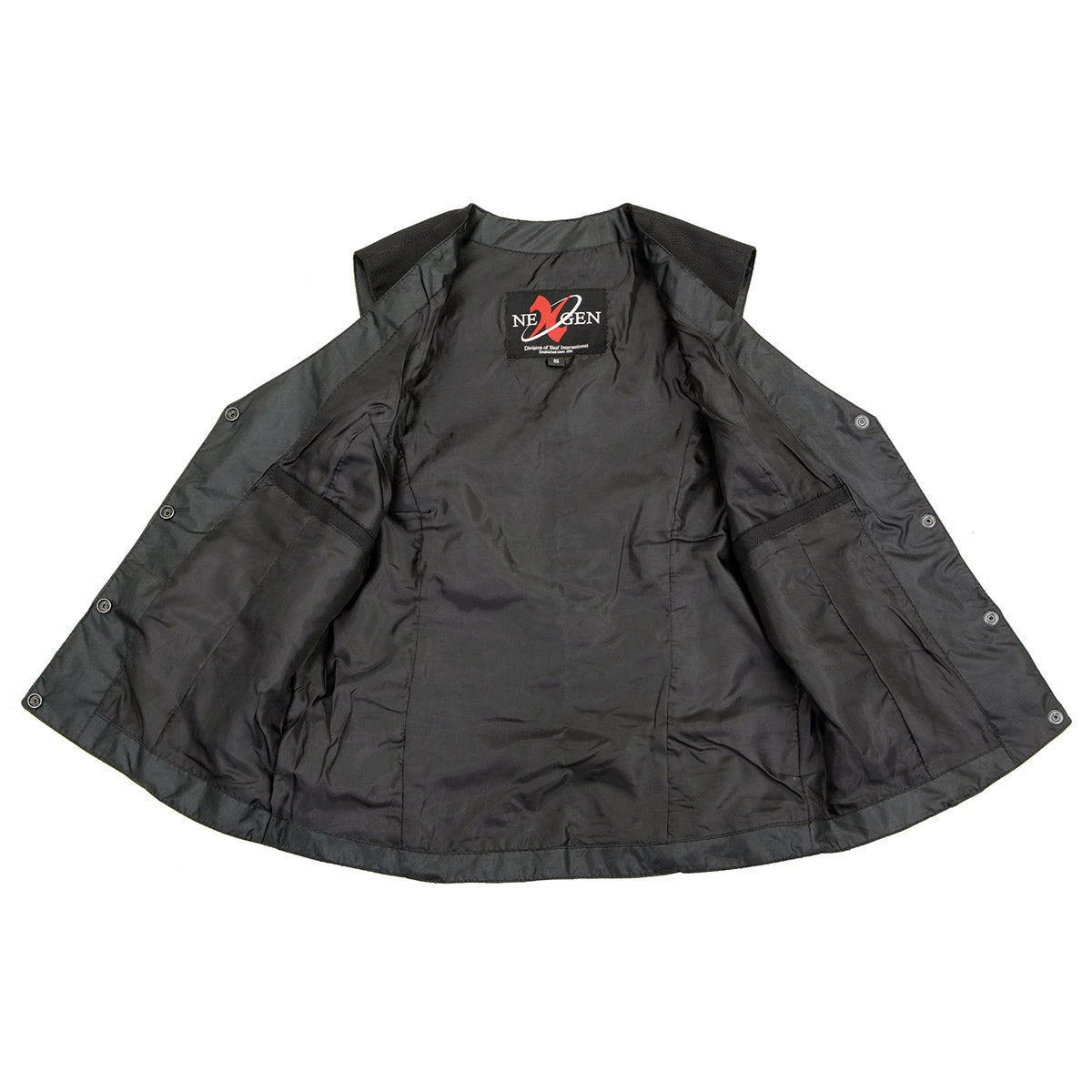 Vest With Patches Milwaukee Leather SH1955 Ladies Black Textile Vest With Wing Embroidery