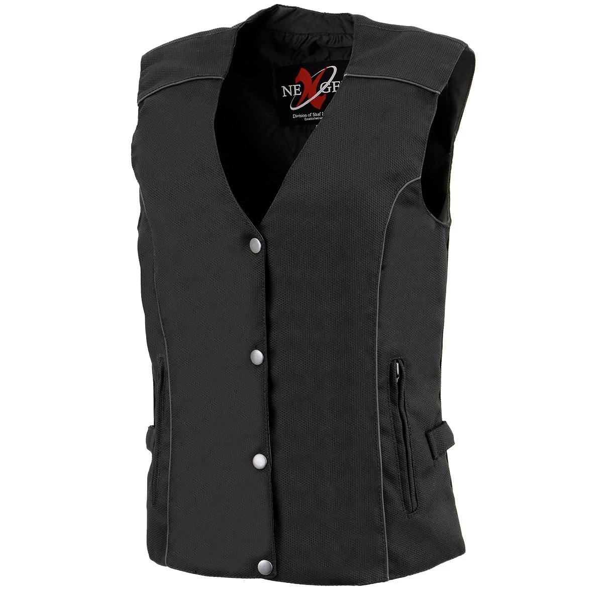 Vest With Patches Milwaukee Leather SH1955 Ladies Black Textile Vest With Wing Embroidery