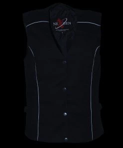 Milwaukee Leather SH1955 Ladies Black And Red Textile Vest With Wing Embroidery