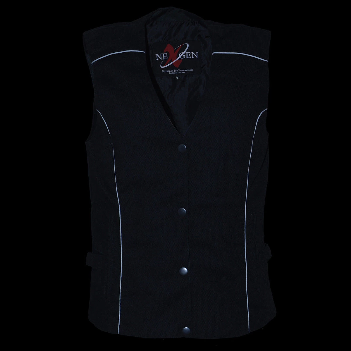 Vest With Patches Milwaukee Leather SH1955 Ladies Black Textile Vest With Wing Embroidery