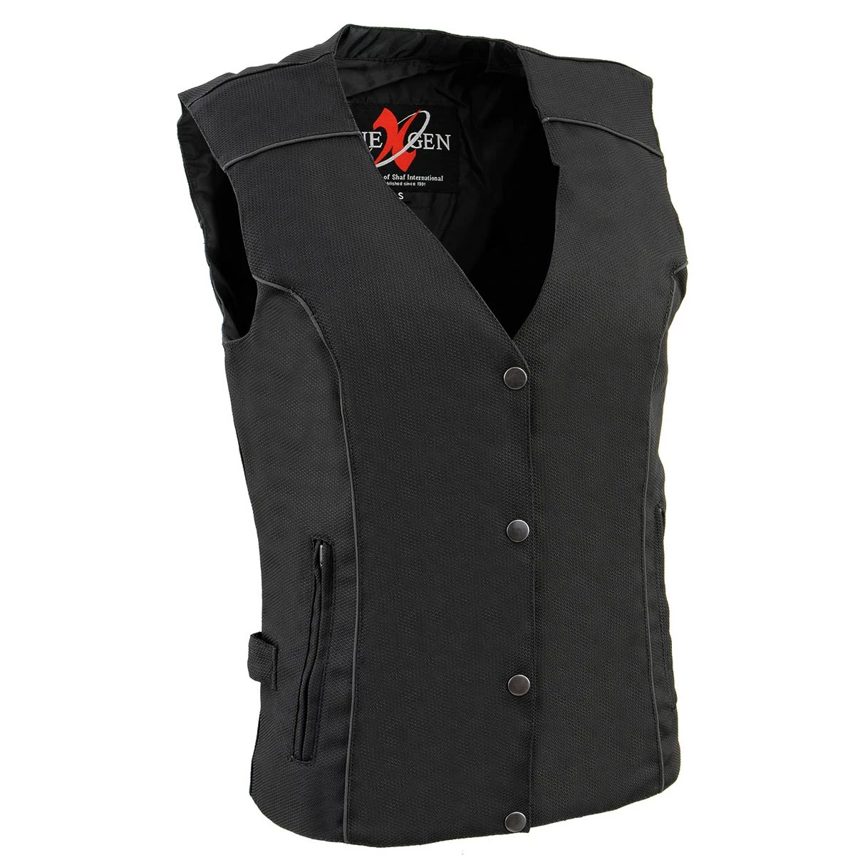 Milwaukee Leather SH1955 Ladies Black And Red Textile Vest With Wing Embroidery