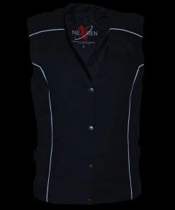 Milwaukee Leather SH1955 Ladies Black And Red Textile Vest With Wing Embroidery