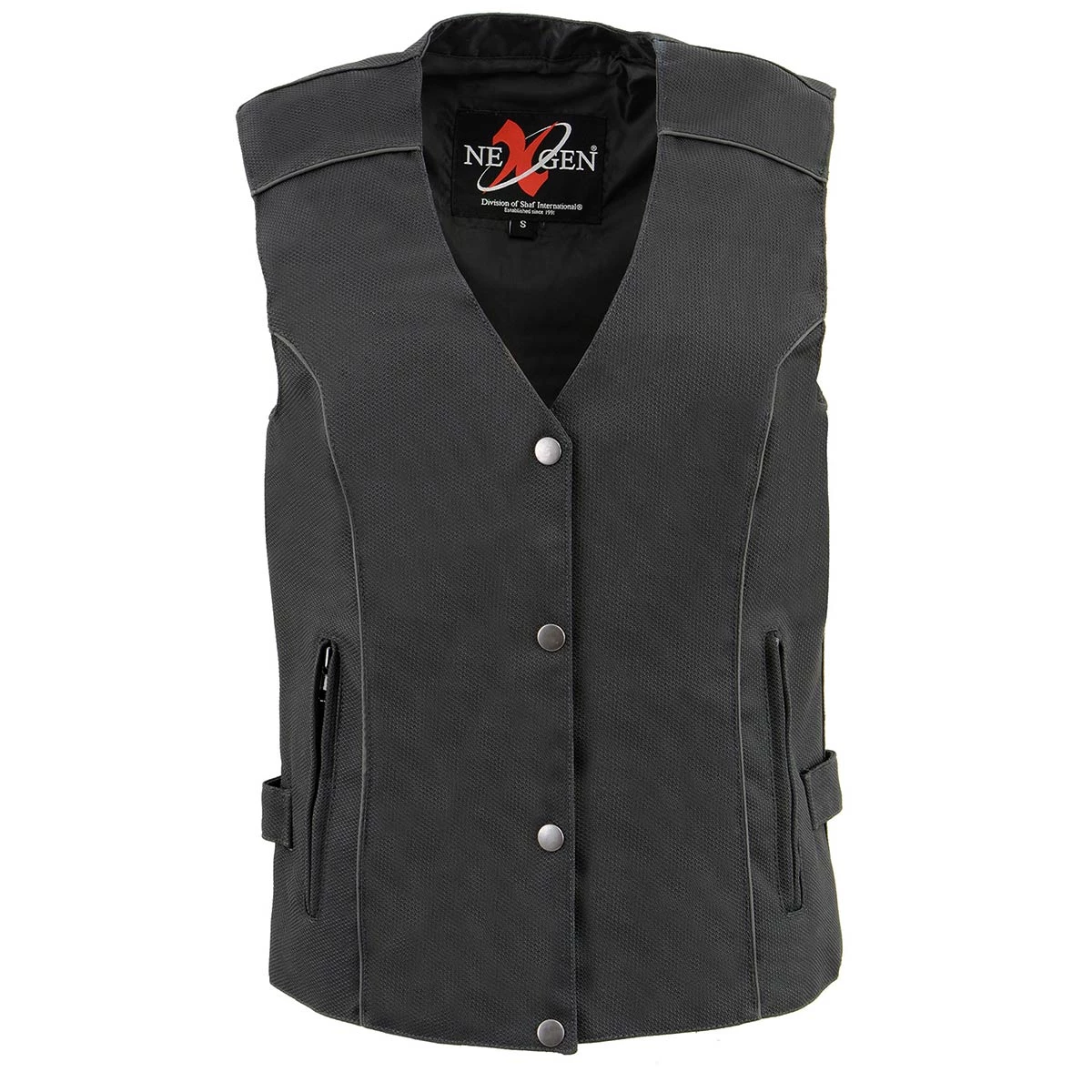 Milwaukee Leather SH1955 Ladies Black And Pink Textile Vest With Wing Embroidery Vest With Patches