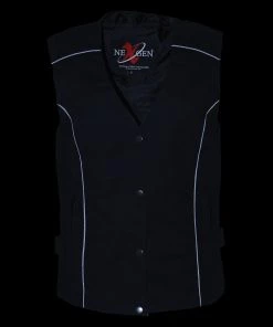 Milwaukee Leather SH1955 Ladies Black And Pink Textile Vest With Wing Embroidery Vest With Patches