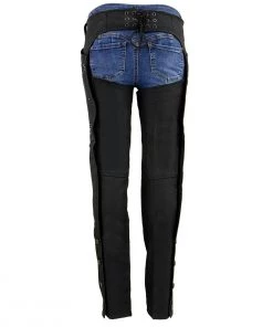 Motorycle Pants & Chaps Milwaukee Leather SH1956 Women's 'Winged' Solid Black Textile Chaps