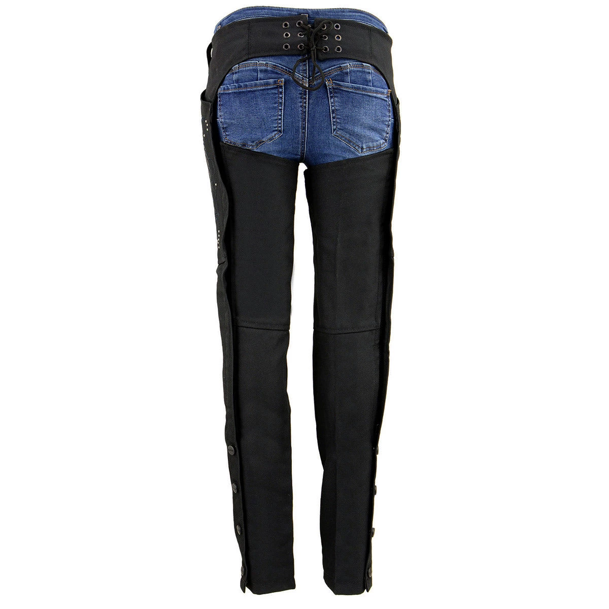Motorycle Pants & Chaps Milwaukee Leather SH1956 Women's 'Winged' Solid Black Textile Chaps