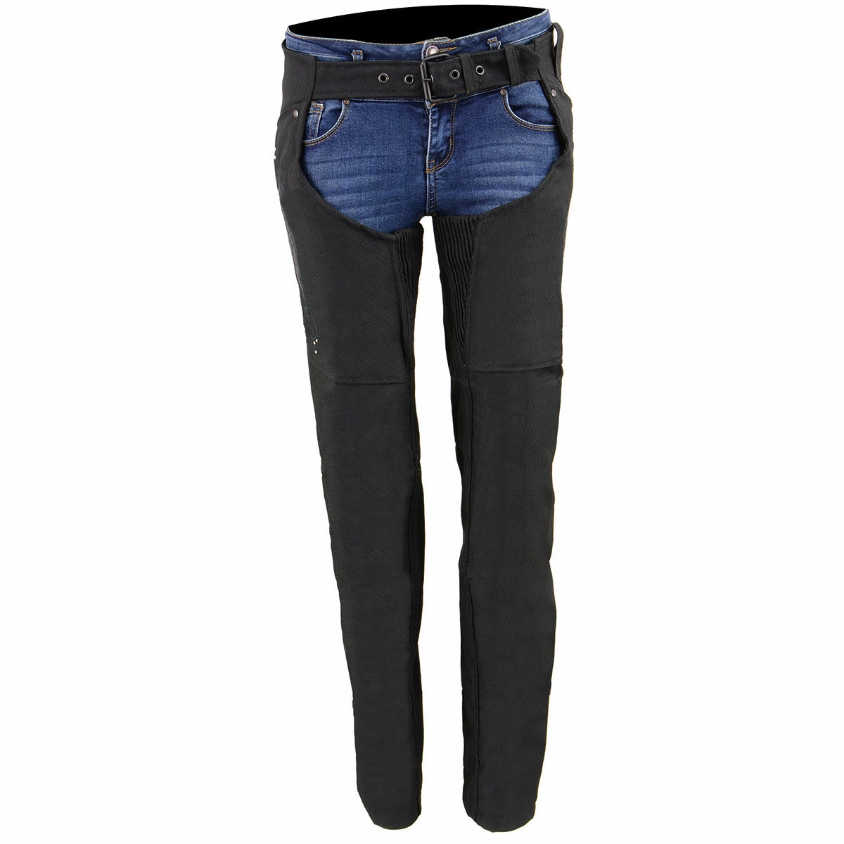 Motorycle Pants & Chaps Milwaukee Leather SH1956 Women's 'Winged' Solid Black Textile Chaps