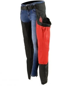 Milwaukee Leather SH1956 Women's'Winged' Black And Red Textile Chaps