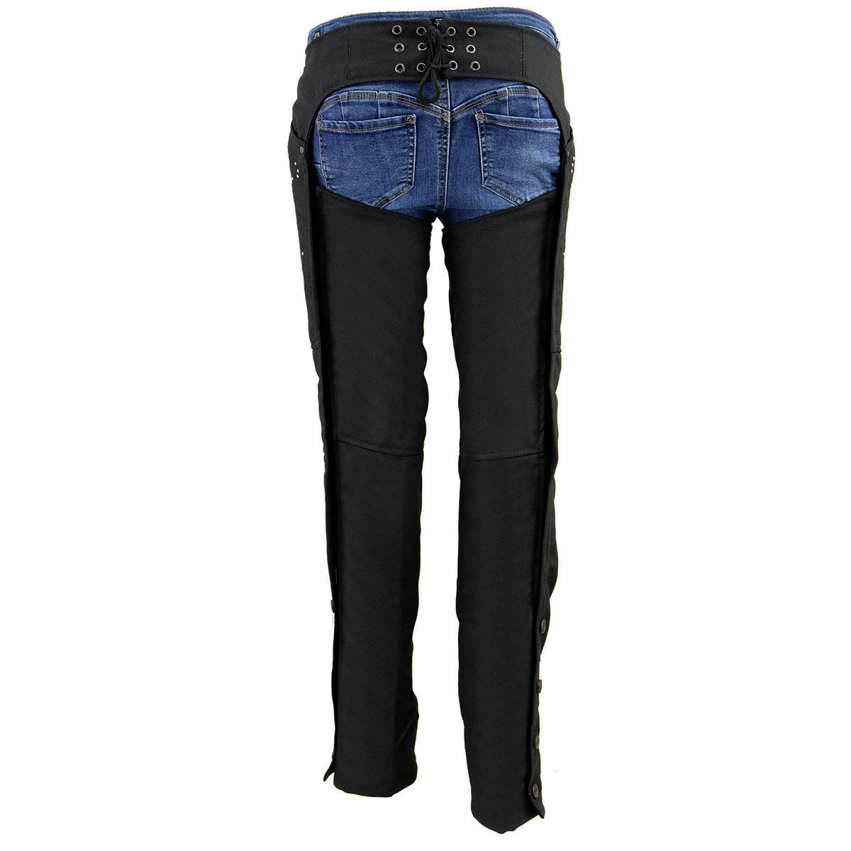 Milwaukee Leather SH1956 Women's 'Winged' Black And Red Textile Chaps