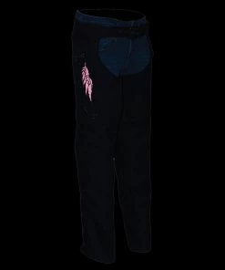 Milwaukee Leather SH1956 Women's'Winged' Black And Red Textile Chaps