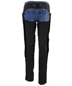 Milwaukee Leather SH1956 Women's 'Winged' Black And Pink Textile Chaps