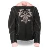 Motorcycle Jackets NexGen SH1966 Ladies Black And Pink 3/4 Jacket With Reflective Tribal And Hoodie