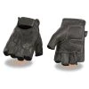 Riding Gear Xelement XG198 Men's 'Flamed' Embroidered Fingerless Black Leather Gloves