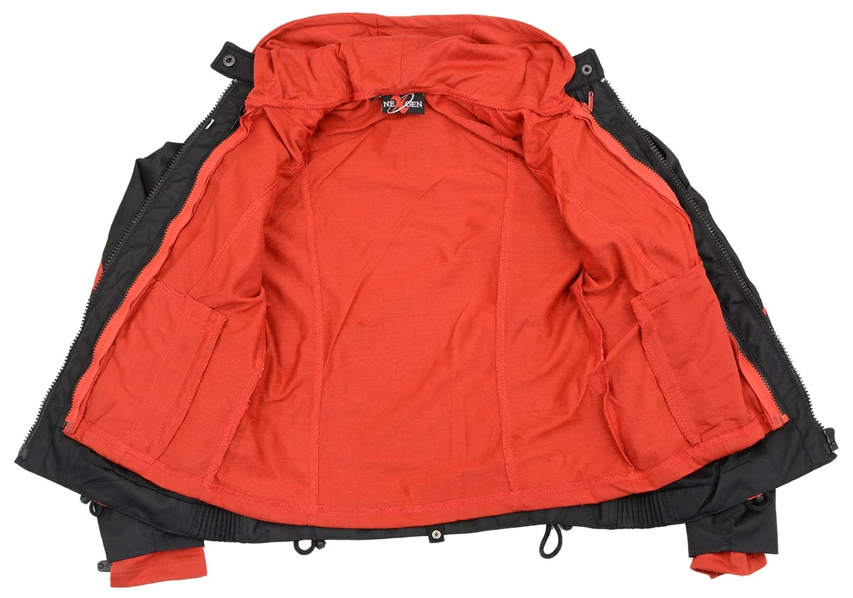 NexGen SH1998 Ladies Red And Black Textile Racer Jacket With Removable Hoodie Motorcycle Jackets