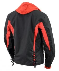 NexGen SH1998 Ladies Red And Black Textile Racer Jacket With Removable Hoodie Motorcycle Jackets