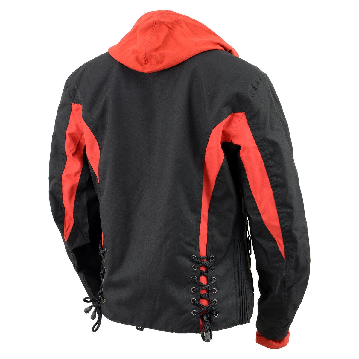 NexGen SH1998 Ladies Red And Black Textile Racer Jacket With Removable Hoodie Motorcycle Jackets