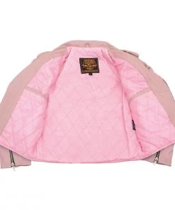 Milwaukee Leather SH2010 Girls Classic Style Pink Leather Motorcycle Jacket Leather Jackets