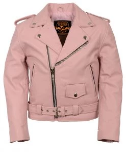 Milwaukee Leather SH2010 Girls Classic Style Pink Leather Motorcycle Jacket Leather Jackets