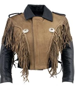 Milwaukee Leather Leather Motorcycle Jackets Leather King SH2015 Ladies ‘Fringed’ Cropped Two Tone Jacket With Braiding Detail