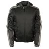 Motorcycle Jackets NexGen SH2034 Men's Black And Grey Nylon Racer Jacket With Hoodie