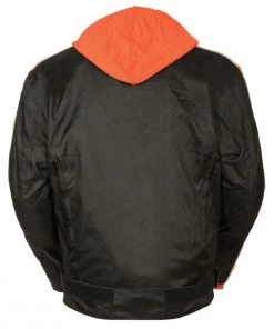 NexGen SH2035 Men's Black And Orange Nylon Racer Jacket With Hoodie