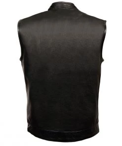 Milwaukee Leather SH2036 Men's Black'Club' Open Neck Leather Vest