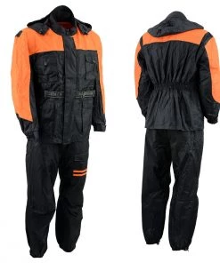 NexGen Men's SH2051 Black And Orange Hooded Water Proof Armored Rain Suit