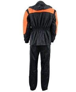 NexGen Men's SH2051 Black And Orange Hooded Water Proof Armored Rain Suit