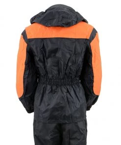 Rain Gear NexGen Ladies SH205101 Black And Orange Armored Hooded Water Proof Rain Suit