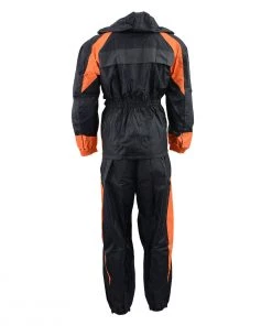 NexGen Men's SH2052 Black And Orange Hooded Water Proof Armored Rain Suit