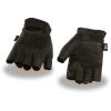Milwaukee Leather SH206 Men's Black Welted Leather Fingerless Gloves With Gel Palm Riding Gear