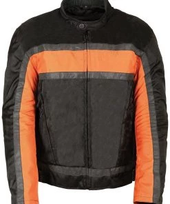 Motorcycle Jackets NexGen SH2095 Men's 'Racer' Black And Orange Textile Motorcycle Jacket