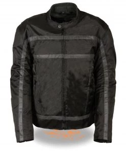 Motorcycle Jackets NexGen SH2095 Men's 'Racer' Black Textile Reflective Motorcycle Jacket