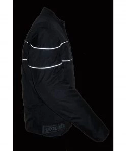 NexGen SH212102 Men's Black Textile Vented Moto Jacket With Reflective Piping