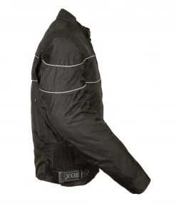 NexGen SH212102 Men's Black Textile Vented Moto Jacket With Reflective Piping