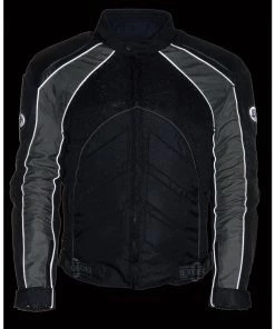 NexGen SH2153 Men's Black And Grey Armored Moto Textile And Leather Combo Jacket