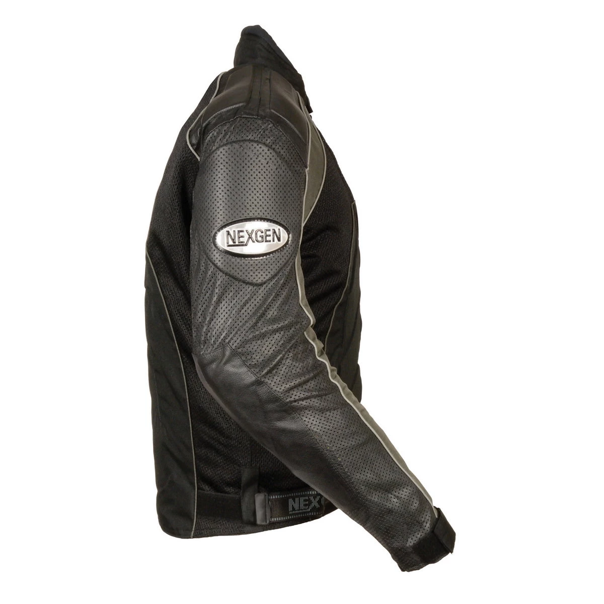 NexGen SH2153 Men's Black And Grey Armored Moto Textile And Leather Combo Jacket