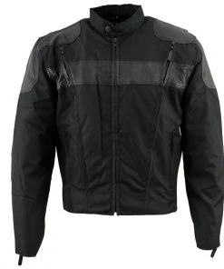 Motorcycle Jackets NexGen Men’s SH2177 Black Leather And Textile Vented Racer Jacket