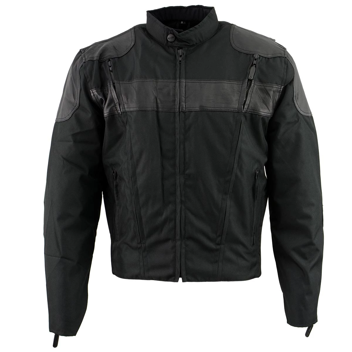 Motorcycle Jackets NexGen Men’s SH2177 Black Leather And Textile Vented Racer Jacket