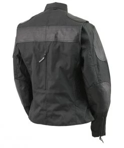 Motorcycle Jackets NexGen SH2179 Ladies Black Leather And Textile Vented Racer Jacket