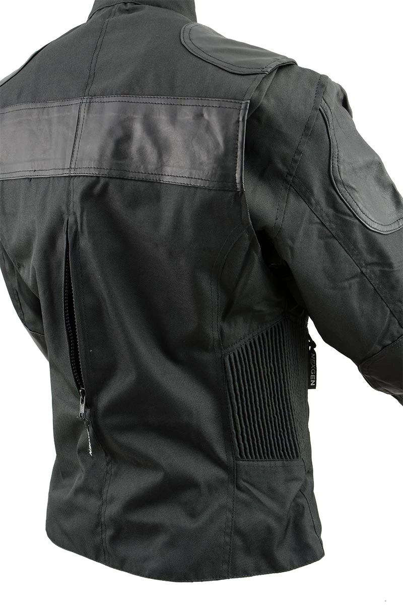 Motorcycle Jackets NexGen SH2179 Ladies Black Leather And Textile Vented Racer Jacket