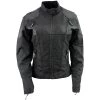 Motorcycle Jackets NexGen SH2179 Ladies Black Leather And Textile Vented Racer Jacket