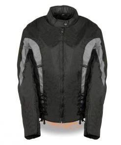 Biker's Edge Motorcycle Jackets Bikers Edge SH2188 Ladies Black And Grey Textile Jacket With Side Stretch