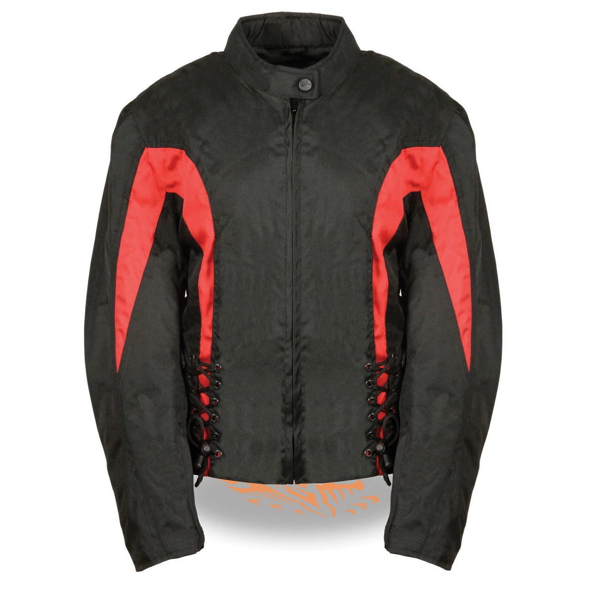 Biker's Edge Motorcycle Jackets NexGen SH2188 Ladies Black And Red Textile Jacket With Side Stretch And Lacing