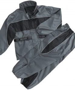 Riding Gear NexGen SH2216 Men's Oxford Black And Gray Rain Suit Water Resistant