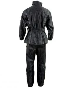 NexGen SH2225 Men's Black Waterproof Rain Suit With Reflective Piping Riding Gear