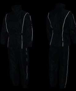 NexGen SH2225 Men's Black Waterproof Rain Suit With Reflective Piping Riding Gear